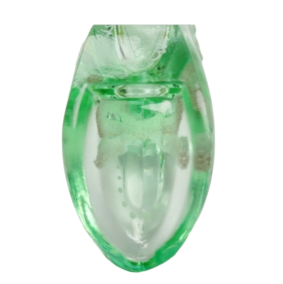 Vintage Fenton Sea Green Miniature Glass Shoe Handpainted and Signed - Picture 12 of 15